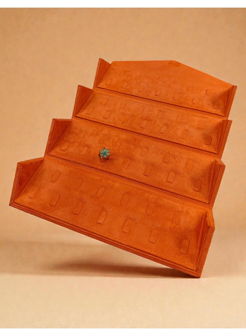Al Seraj Premium 52 Ring Jewellery Display Folder Book Organizer | Suede Interior & Exterior Ring Storage Case | Professional Shop & Showroom Jewellery Box | Orange | Made in Dubai - Image 1